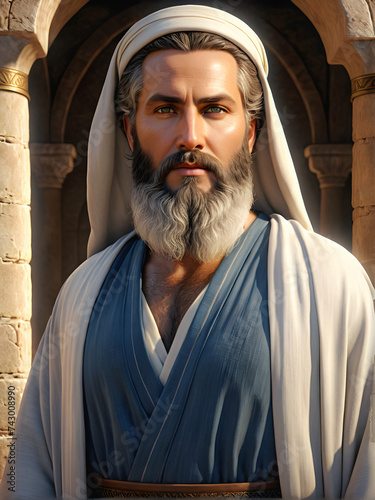 Elisha's Insight: Portrait of the Biblical Prophet Elisha, Reflecting Wisdom and Strength. generative AI photo