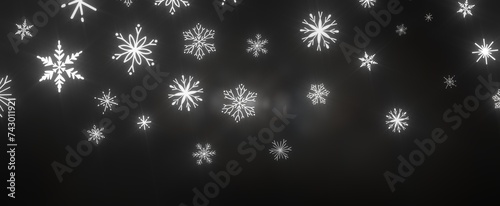 Snowflakes - With Realistic Snowflakes Overlay On Light Silver Backdrop. Xmas Holidays