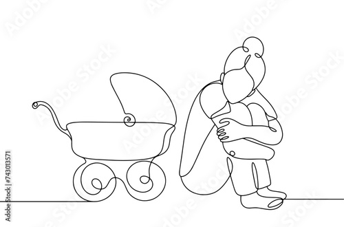 Mother. Woman. Stroller. Postpartum depression