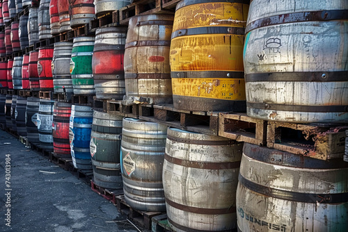 Wine keg barrels stacked underground to keep cool