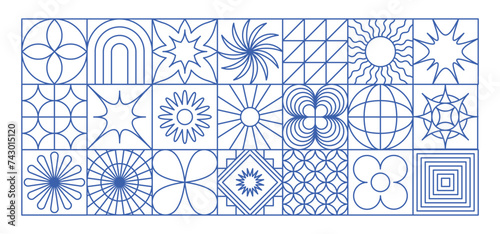 Vector minimal geometric illustrations set - trendy abstract aesthetic minimal compositions, prints, frames and graphic design elements