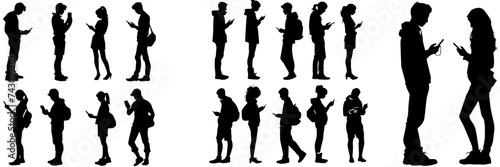 mobile phone people girl boy standing black and white