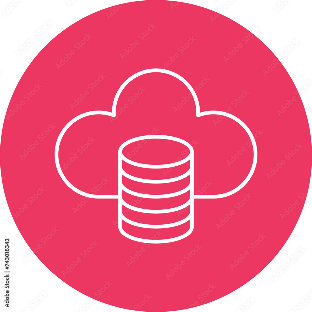 Cloud Computing Line Circle Icon Cloud Computing Line Circle Icon