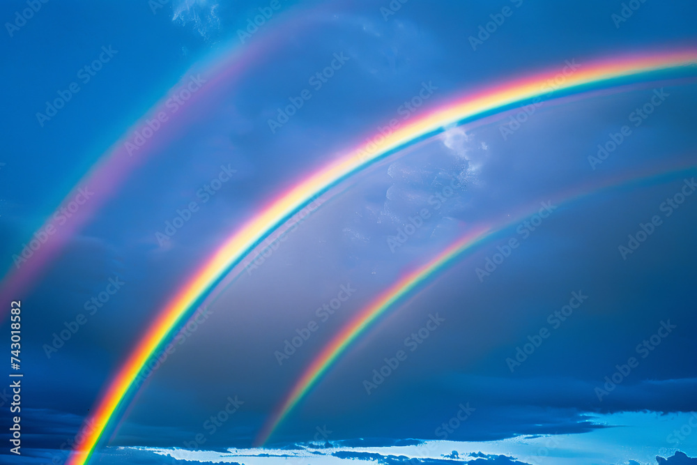 Two rainbows with dark blue sky Two rainbows with dark blue sky