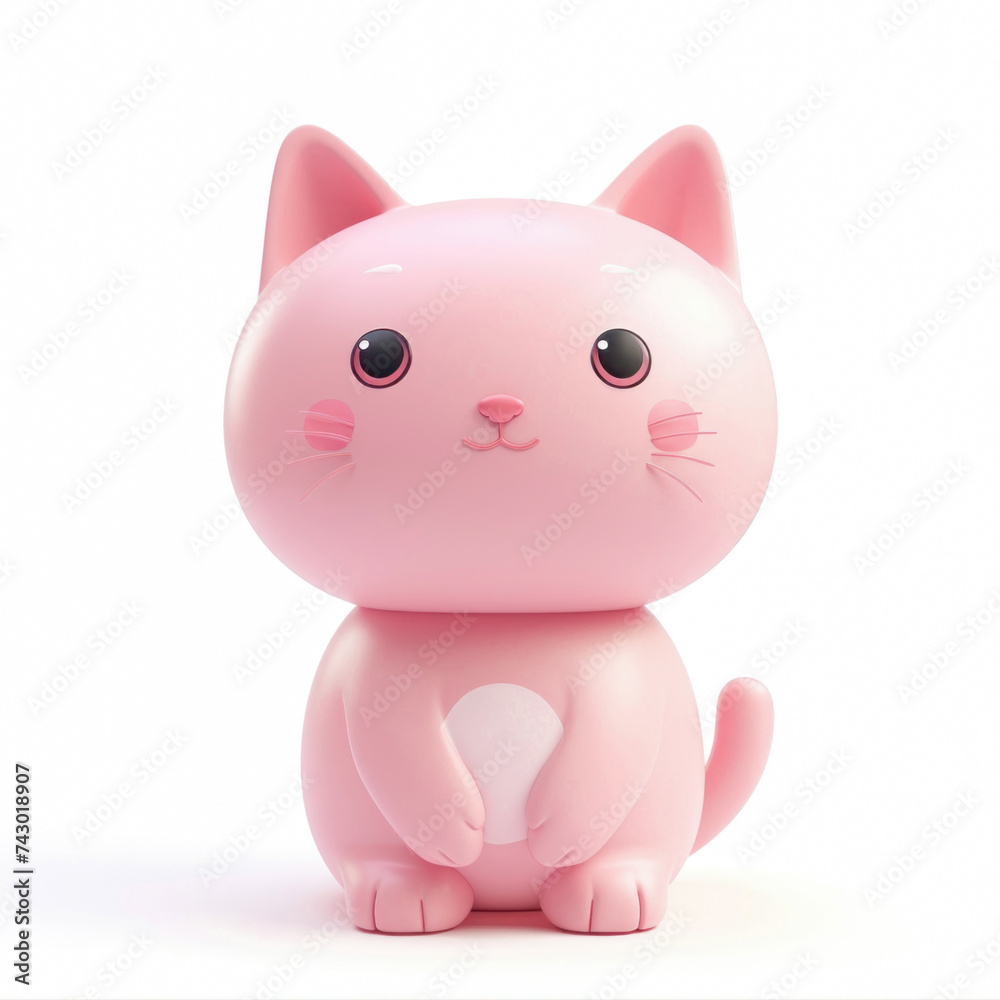 Cute pink cat in 3d style Cute pink cat in 3d style