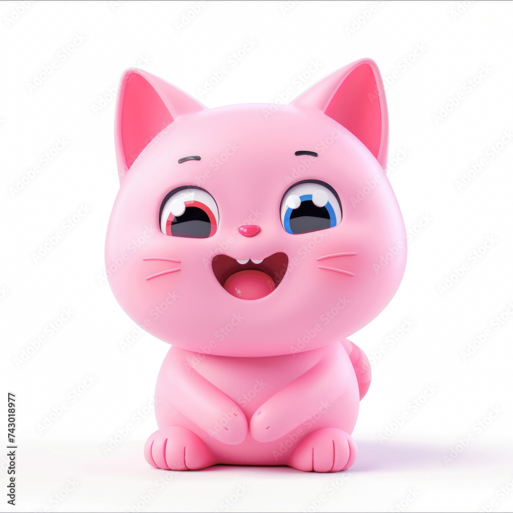 Cute pink cat in 3d style Cute pink cat in 3d style