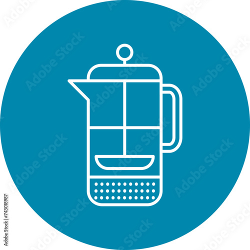 French Press Line Circle Icon