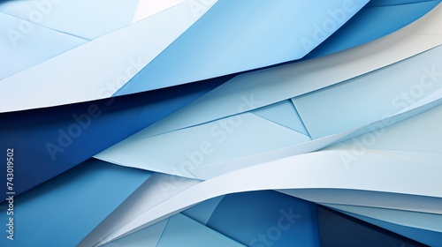 Modern abstract background featuring a dynamic arrangement of blue geometric shapes creating a sense of movement.