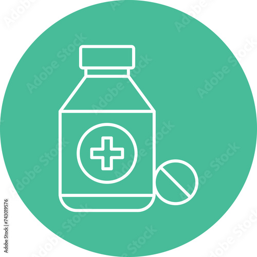 Aspirin Line Circle Icon