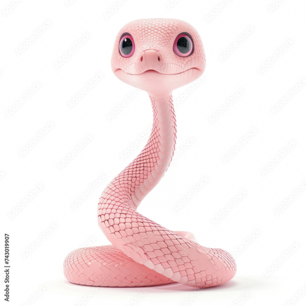 Fototapeta premium Snake in 3D style. Isolated on white background. 