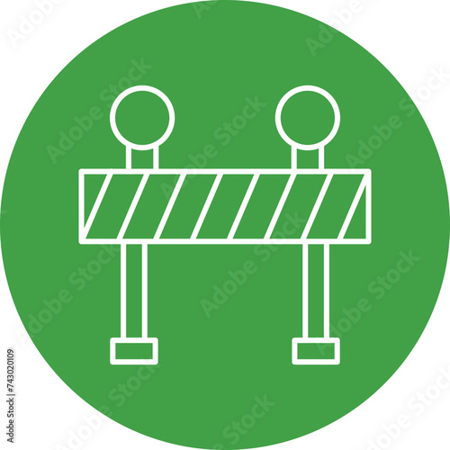 Road Block Line Circle Icon