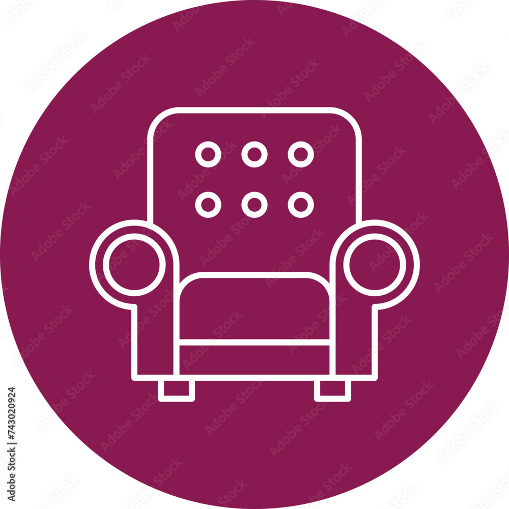 Armchair Line Circle Icon