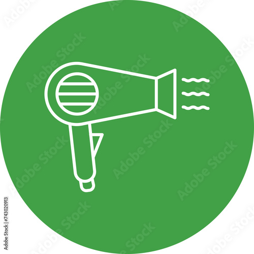 Hairdryer Line Circle Icon