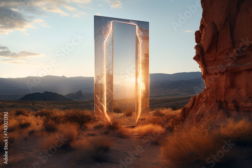 Portal in the desert, gate of the world, arch in the desert, door to the sky