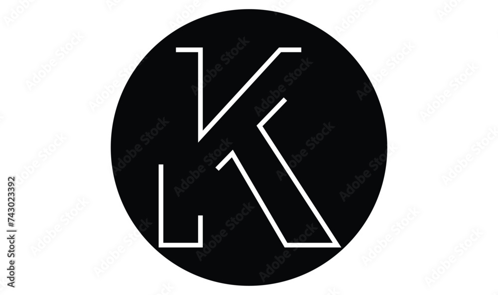 Letter K logo design template, cross vector logo icon circle logotype Letter K logo design template, cross vector logo icon circle logotype