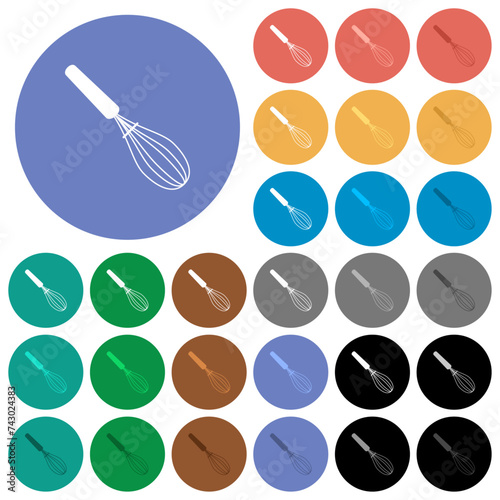 Balloon whisk round flat multi colored icons photo