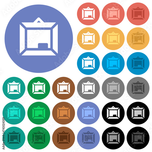 Blackboard and sponge solid round flat multi colored icons