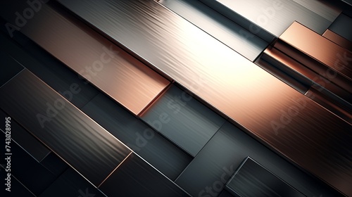 High-resolution image showcasing the contrast of copper and silver metal panels with a sleek modern design.