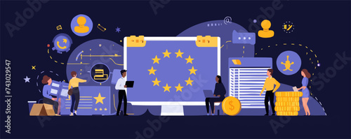 GDPR and privacy politics. General privacy regulation for protection of personal data. General rules for data protection GDPR. General Privacy set flat vector modern illustration photo