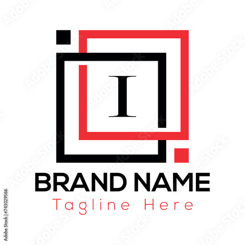 Abstract I letter modern initial lettermarks logo design	 photo