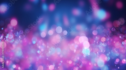 Blur neon glow. Color light overlay. Fluorescent radiance. Defocused vibrant pink blue soft flecks texture on dark art empty space background © Elchin Abilov