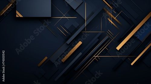 Luxurious abstract geometric background with metallic gold lines and dark hues, ideal for sophisticated graphic design.