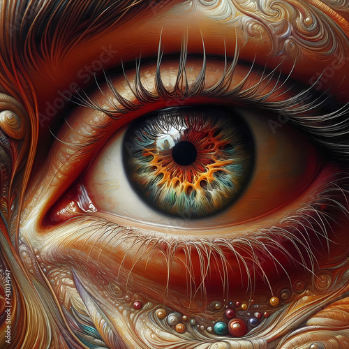  oil painting eye, depicting intricate details and rich colors that capture the depth and expressiveness of the human gaze, generative ai photo