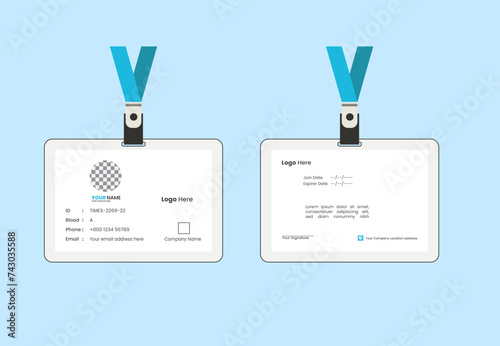 Id Card Design,Modern and Clean ID Card Design Template.Vector id card template with clasp and lanyard.professional corporate id card template, clean id card design. ID Card Layout