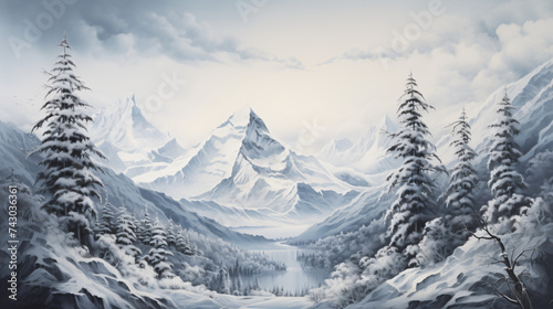 Winter mountain snow landscape