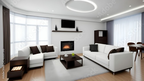 modern interior of living room with sofa