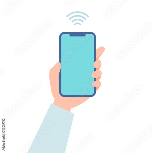 スマホを持つ手　俯瞰