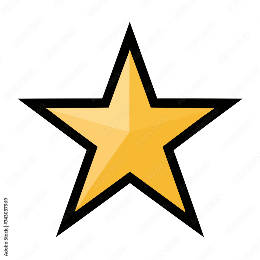Star icon vector illustration flat trendy style, five star rating icon, yellow color star icon with black stroke isolated on white background - obrazy, fototapety, plakaty 