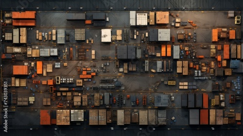 Generative AI Aerial View of Storage Warehouse