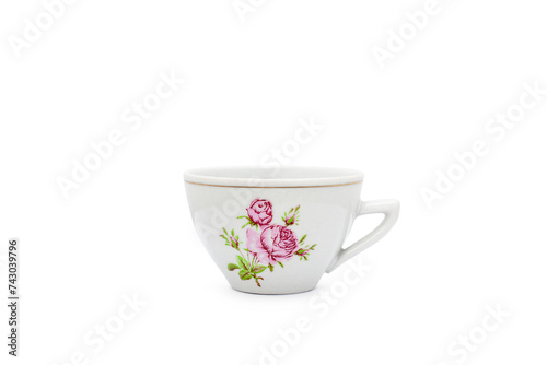 Classic-style teacup with a floral theme.