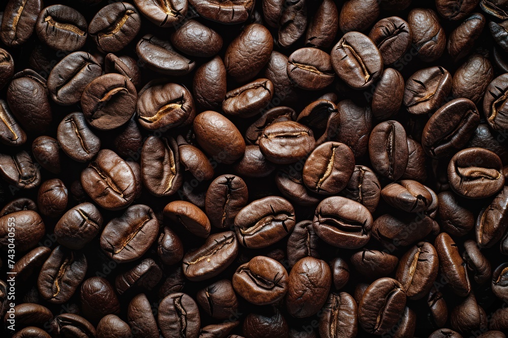 Fototapeta premium Top view. Coffee beans background.