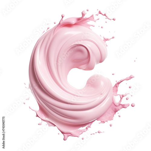 Splash of pink milky liquid similar to smoothie, yogurt or cream © Yeti Studio