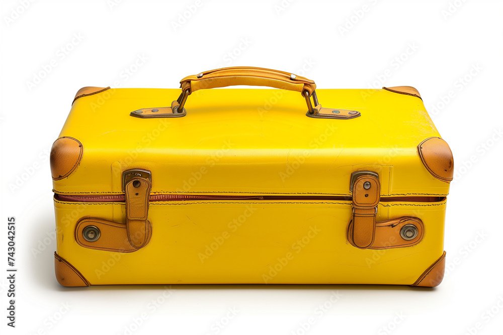 Yellow suitcase on a white background. Yellow suitcase on a white background.