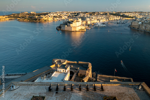 Aerial view of Grand Harbour with Fort Sant Angelo and Fortifications, Valletta, Malta. photo