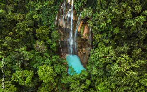 Aerial view of Tumalog Waterfalls, Oslob, Cebu, Philippines.
