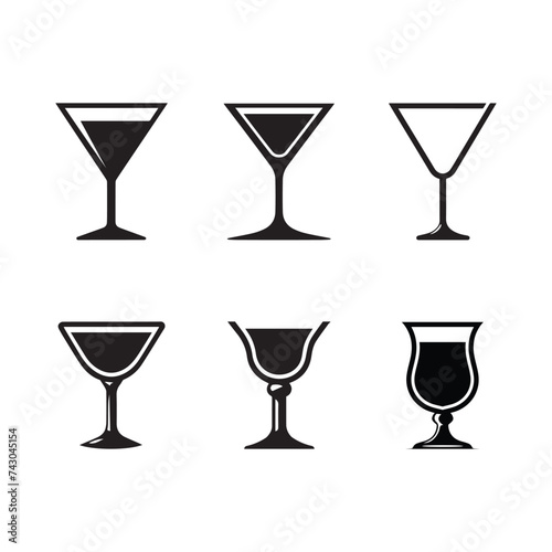 cocktail glass logo vector set template, cocktail glass logo vector set of elements, cocktail glass vector illustration