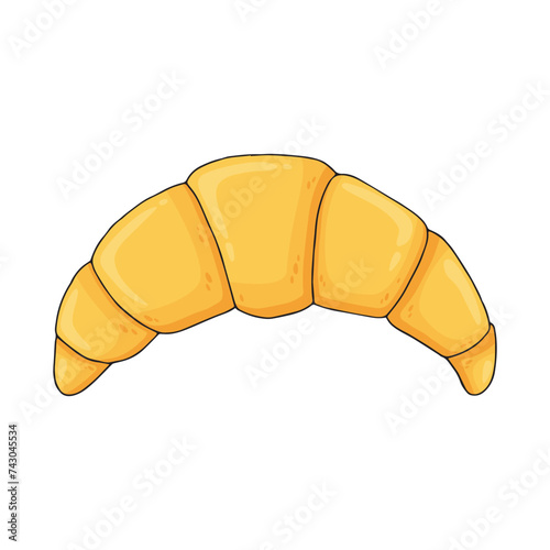 Hand drawn croissant icon for design menu cafe, bistro, restaurant, bakery shop, label, packaging. French bread drawing. Delicious dessert for breakfast. Vector illustration isolated on white