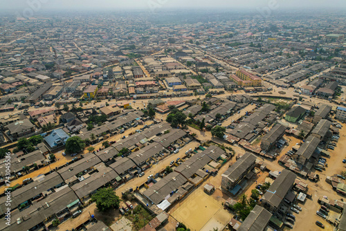 Aerial view of a developed residential district, Lagos State, Nigeria. photo