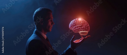 Businessman holding digital...
