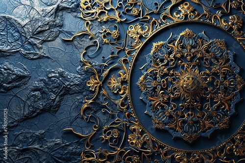Luxury mandala background with golden Arabic Islamic arabesque pattern design background  3D rendering