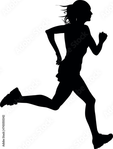 figure of a sporty girl. Silhouette of a runner.