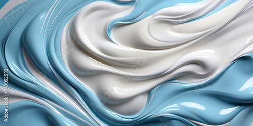 Close up of white and blue whipped cream swirl texture for background and design