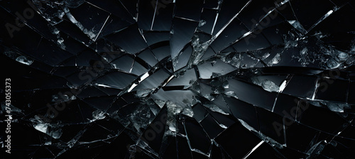 Broken Glass Texture. Isolated on black background