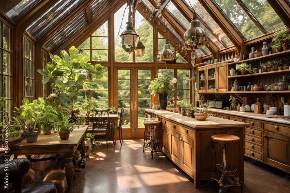 Sunlit Greenhouse-Inspired Kitchen Ideas with Leather Seat Bar Stools Sunlit Greenhouse-Inspired Kitchen Ideas with Leather Seat Bar Stools