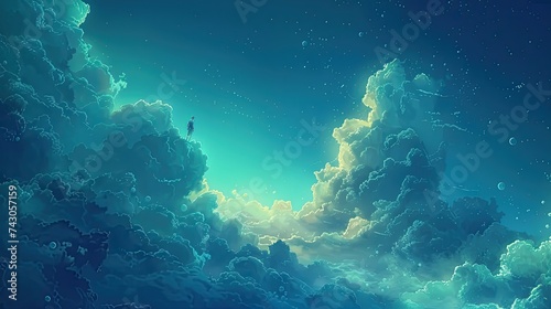 An ethereal backdrop background that showcases the paradox of an underwater sky illustrated with the precision of a 3D animator creating a unique scene that blurs the line between reality and