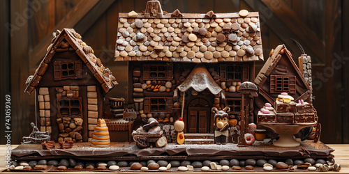 house made of chocolate with various sweets and chocolate © Maykon